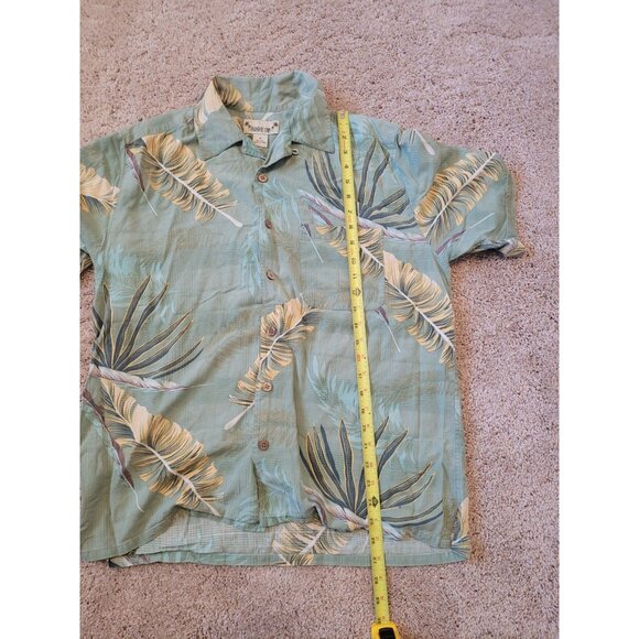 Paradise Coves Men's Tropical 100% Silk Button Down Shirt‎ Green Hawaiian Size M - Picture 4 of 5